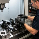 worker using handling tooling and fixtures